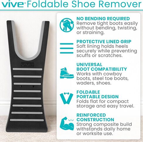 Vive Boot Jack for Cowboy Boots - Foldable Shoe Horn Puller for Taking Off Work Boots, Waders & Muck Shoes - Boot Remover in Saudi Arabia