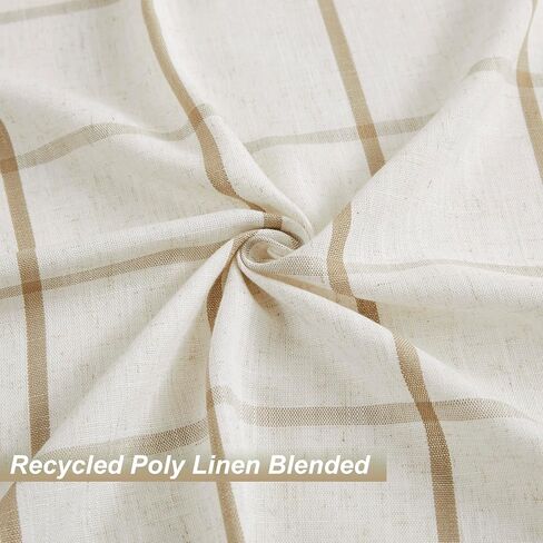 Vision Home Flax Linen Plaid Pinch Pleated Semi Sheer Curtains Checkered Light Filtering Window Panels 84 inches Long for Living Room Bedroom Rustic Pinch Pleat Drapes with Back Tab Hooks 40" Wx84"Lx2 in Kuwait