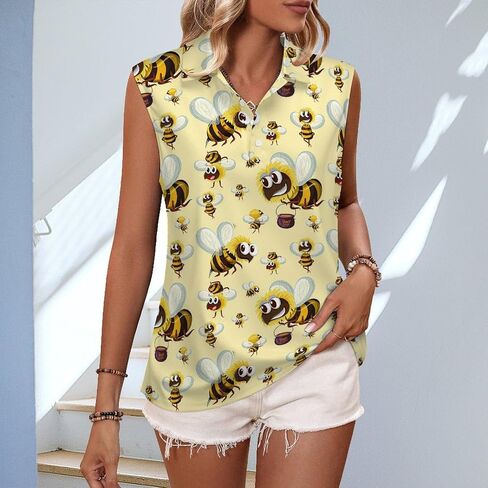 قمصان بدون أكمام Bumble Bee للنساء بدون أكمام، قمصان بولو جولف رياضية كاجوال in Kuwait
