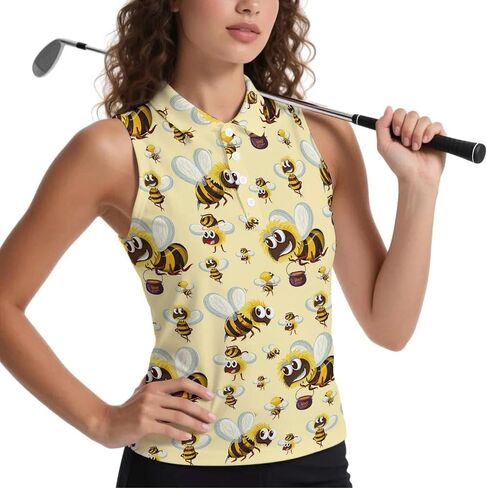 قمصان بدون أكمام Bumble Bee للنساء بدون أكمام، قمصان بولو جولف رياضية كاجوال in Kuwait