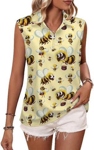 قمصان بدون أكمام Bumble Bee للنساء بدون أكمام، قمصان بولو جولف رياضية كاجوال in Kuwait