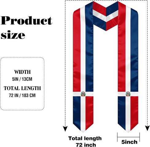 The Dominican Republic Country Flag Graduation Stole, Graduation Sash Scarf for International Students, 2026 Graduation Gifts in Kuwait