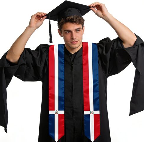 The Dominican Republic Country Flag Graduation Stole, Graduation Sash Scarf for International Students, 2026 Graduation Gifts in Kuwait
