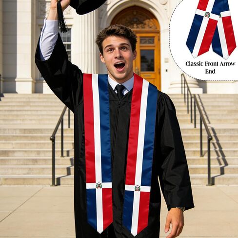 The Dominican Republic Country Flag Graduation Stole, Graduation Sash Scarf for International Students, 2026 Graduation Gifts in Kuwait