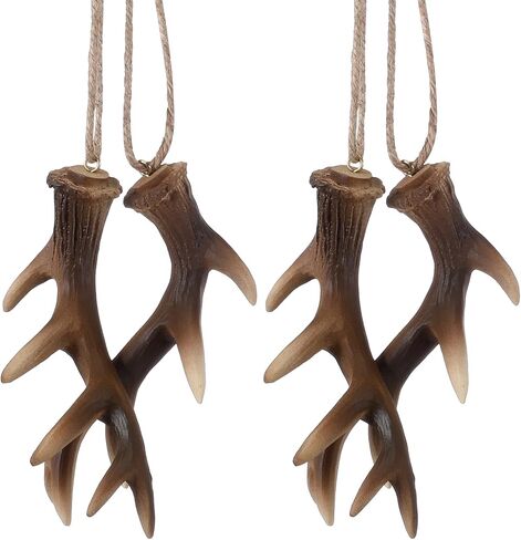 Vercraft 2 Pairs of Deer Antler Ornaments Deer Antler Car Mirror Hanger Hunting Ornaments for Cars Trucks Trees Rustic Faux Hunting Outdoors Home Decor for Hunters (Brown,Classic) in Kuwait