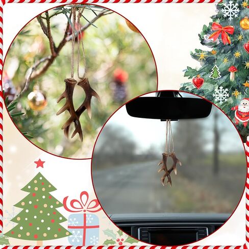 Vercraft 2 Pairs of Deer Antler Ornaments Deer Antler Car Mirror Hanger Hunting Ornaments for Cars Trucks Trees Rustic Faux Hunting Outdoors Home Decor for Hunters (Brown,Classic) in Kuwait