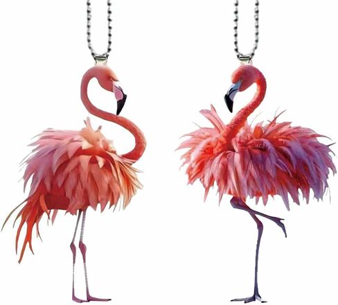 Car Rearview Mirror Hanging Accessories - Gifts for Women, 2 Pack Christmas Ornament & Car Hanging Decoration for Tree, Windows, Door, Table (Flamingo) in Saudi Arabia