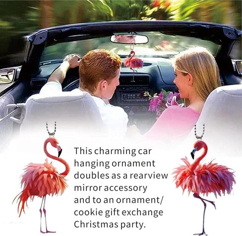 Car Rearview Mirror Hanging Accessories - Gifts for Women, 2 Pack Christmas Ornament & Car Hanging Decoration for Tree, Windows, Door, Table (Flamingo) in Saudi Arabia