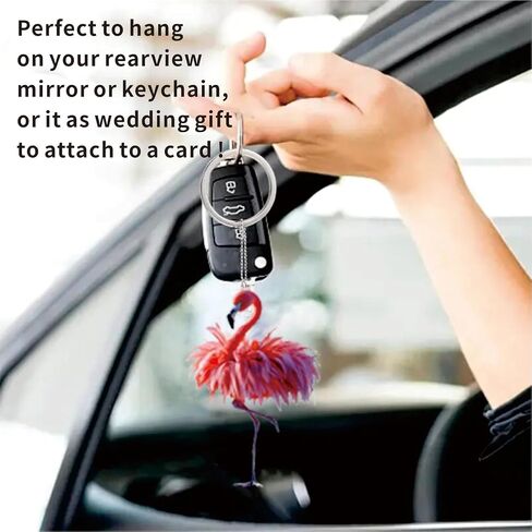 Car Rearview Mirror Hanging Accessories - Gifts for Women, 2 Pack Christmas Ornament & Car Hanging Decoration for Tree, Windows, Door, Table (Flamingo) in Saudi Arabia