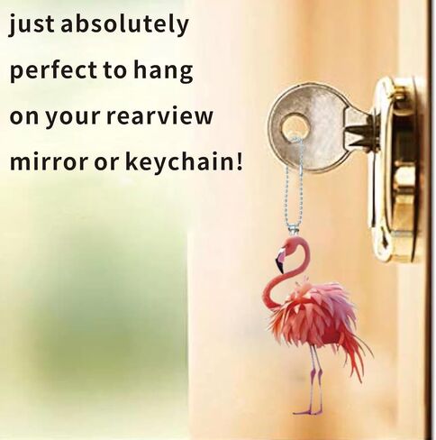 Car Rearview Mirror Hanging Accessories - Gifts for Women, 2 Pack Christmas Ornament & Car Hanging Decoration for Tree, Windows, Door, Table (Flamingo) in Saudi Arabia