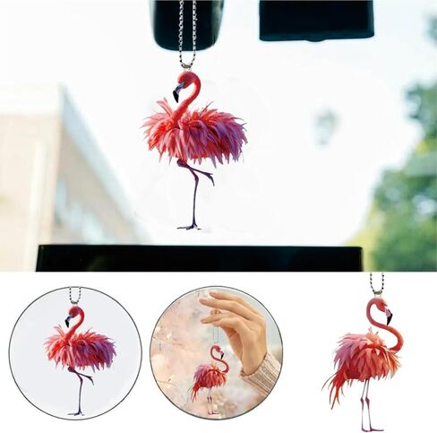 Car Rearview Mirror Hanging Accessories - Gifts for Women, 2 Pack Christmas Ornament & Car Hanging Decoration for Tree, Windows, Door, Table (Flamingo) in Saudi Arabia