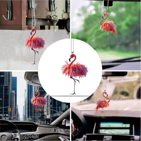 Car Rearview Mirror Hanging Accessories - Gifts for Women, 2 Pack Christmas Ornament & Car Hanging Decoration for Tree, Windows, Door, Table (Flamingo) in Saudi Arabia