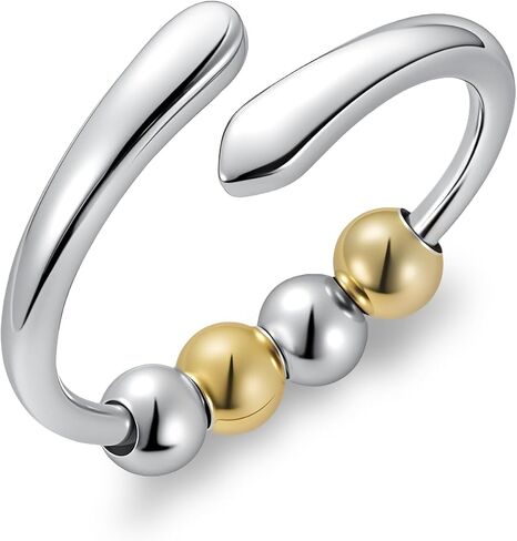 Anxiety Rings for Women 925 Sterling Silver Rings Adjustable Stress Spinner Rings with Beads Fidget Rings for Anxiety Women in Kuwait