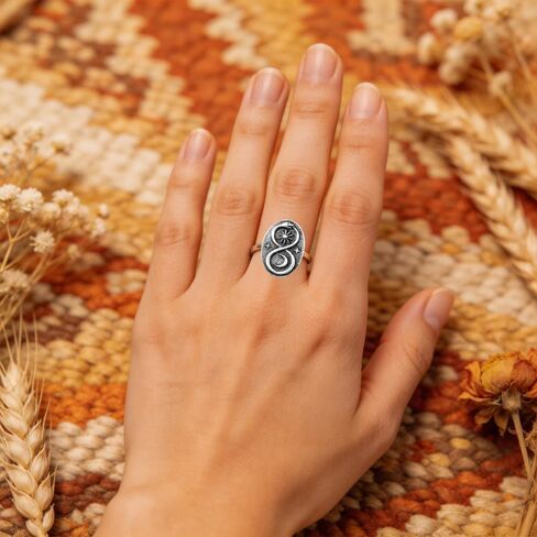 Thick Silver Plated Infinity Ouroboros Snake Boho Mystical Ring,Retro Sun Moon Star Punk Gothic Cocktail Party Magic Serpent Bohemian Statement Ring for Women in Saudi Arabia