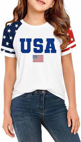 Kids 250 Anniversary USA Shirts Girls America Tshirt 4th of July Shirt Patriotic Short Sleeve Tops in Saudi Arabia