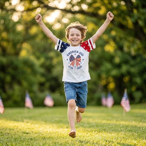 Kids 250 Anniversary USA Shirts Girls America Tshirt 4th of July Shirt Patriotic Short Sleeve Tops in Kuwait