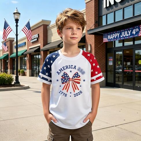 Kids 250 Anniversary USA Shirts Girls America Tshirt 4th of July Shirt Patriotic Short Sleeve Tops in Kuwait