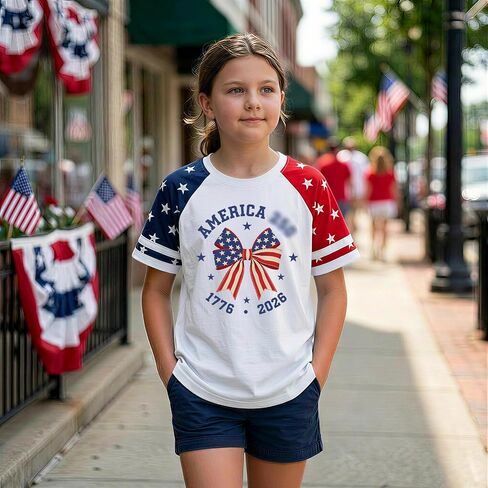 Kids 250 Anniversary USA Shirts Girls America Tshirt 4th of July Shirt Patriotic Short Sleeve Tops in Kuwait