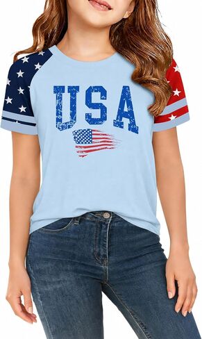 Kids 250 Anniversary USA Shirts Girls America Tshirt 4th of July Shirt Patriotic Short Sleeve Tops in Kuwait