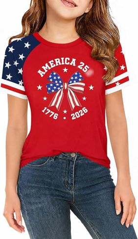 Kids 250 Anniversary USA Shirts Girls America Tshirt 4th of July Shirt Patriotic Short Sleeve Tops in Kuwait