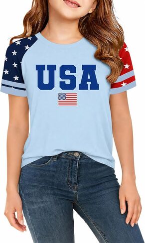 Kids 250 Anniversary USA Shirts Girls America Tshirt 4th of July Shirt Patriotic Short Sleeve Tops in Kuwait