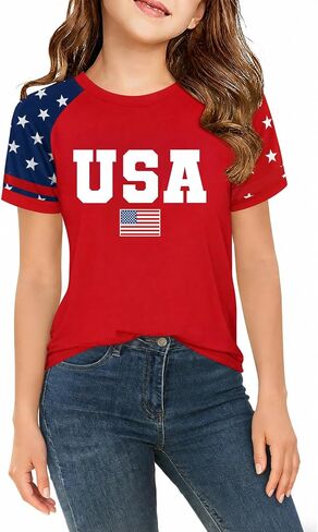 Kids 250 Anniversary USA Shirts Girls America Tshirt 4th of July Shirt Patriotic Short Sleeve Tops in Kuwait