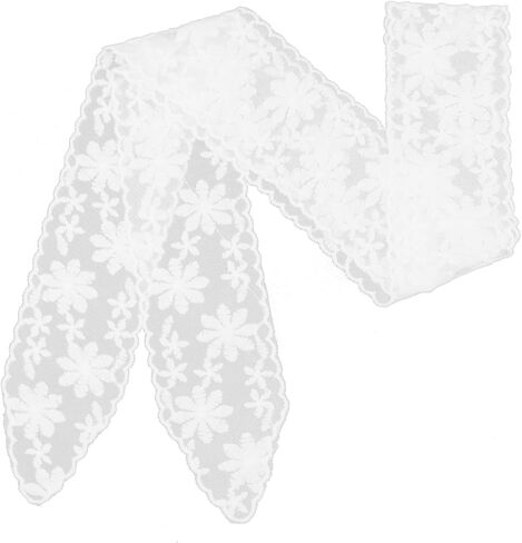 Lightweight Women Lace Scarfs, 55.1'' White Floral Womens Scarves Long Sheer Lace Headband for Women Neck Waist Hair in Saudi Arabia