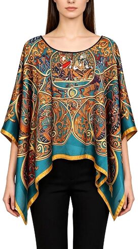 Women's Poncho Tops without Sleeves Satin Cover Up Boho Short Tunic Sheer Cape in Saudi Arabia