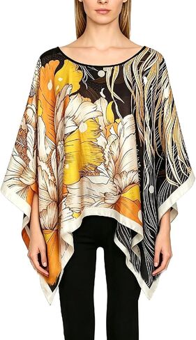 Women's Poncho Tops without Sleeves Satin Cover Up Boho Short Tunic Sheer Cape in Saudi Arabia