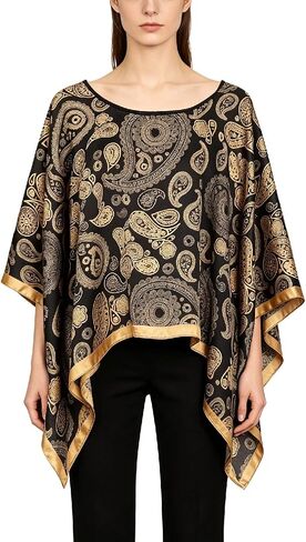 Women's Poncho Tops without Sleeves Satin Cover Up Boho Short Tunic Sheer Cape in Saudi Arabia