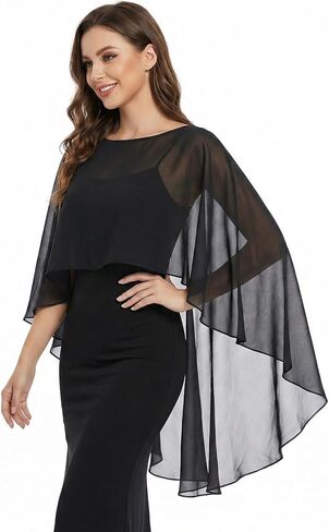 1Pcs Chiffon Shawls and Wraps for Evening Dresses Soft Wraps for Women Wedding Cape Cover Up 1920s Shawl Accessories in Kuwait