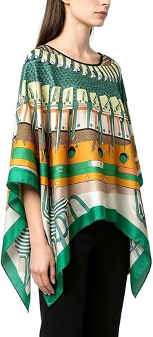 Women's Poncho Tops without Sleeves Satin Cover Up Boho Short Tunic Sheer Cape in Saudi Arabia