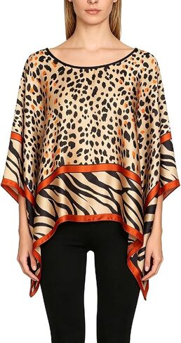 Women's Poncho Tops without Sleeves Satin Cover Up Boho Short Tunic Sheer Cape in Saudi Arabia