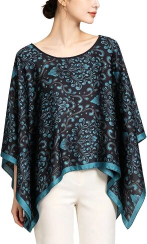 Women's Poncho Tops without Sleeves Satin Cover Up Boho Short Tunic Sheer Cape in Saudi Arabia