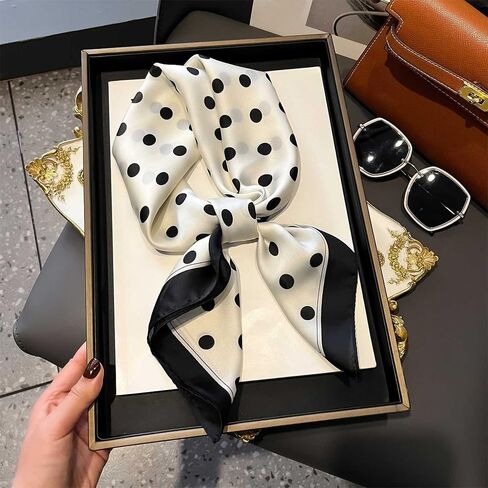 Women 27" Square Scarf Vintage Print Neck Kerchief Hair Tie Bag Accessory Satin Feel in Kuwait