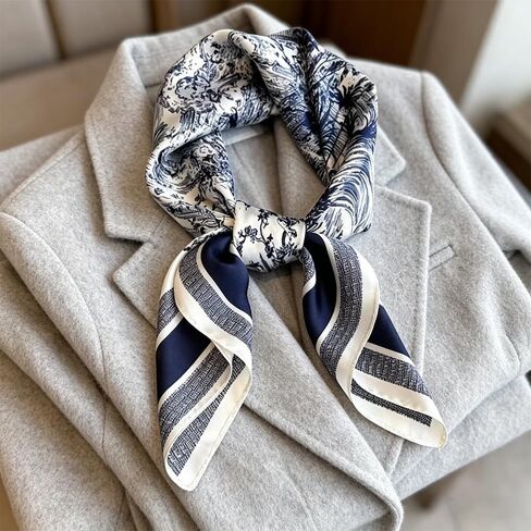 Women 27" Square Scarf Vintage Print Neck Kerchief Hair Tie Bag Accessory Satin Feel in Kuwait