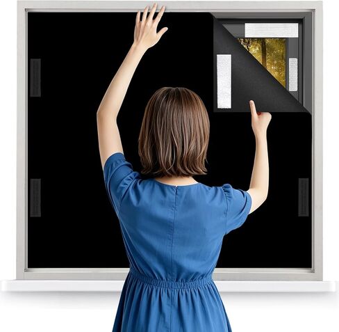 100% Blackout Curtains with Strong Magnets,Magnetic Black Out Window Cover Blackout Shades,Soft Fabric Cuttable No Drilling or Tools, Window Blinds for Bedroom,Nursery,Media Room RV (118 x 57 Inch) in Saudi Arabia