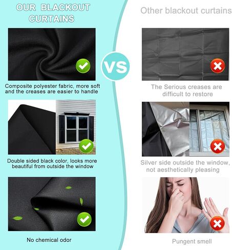 100% Blackout Curtains with Strong Magnets,Magnetic Black Out Window Cover Blackout Shades,Soft Fabric Cuttable No Drilling or Tools, Window Blinds for Bedroom,Nursery,Media Room RV (118 x 57 Inch) in Saudi Arabia
