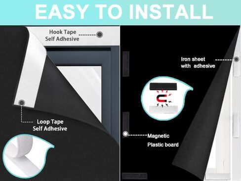 100% Blackout Curtains with Strong Magnets,Magnetic Black Out Window Cover Blackout Shades,Soft Fabric Cuttable No Drilling or Tools, Window Blinds for Bedroom,Nursery,Media Room RV (118 x 57 Inch) in Saudi Arabia