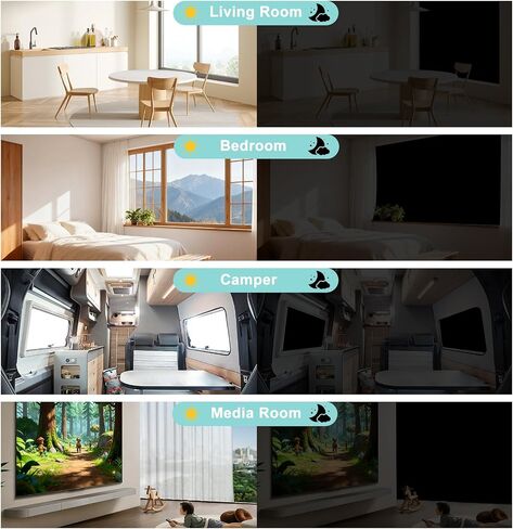 100% Blackout Curtains with Strong Magnets,Magnetic Black Out Window Cover Blackout Shades,Soft Fabric Cuttable No Drilling or Tools, Window Blinds for Bedroom,Nursery,Media Room RV (118 x 57 Inch) in Saudi Arabia