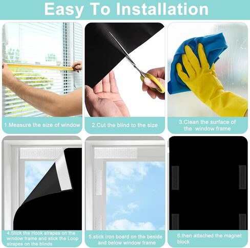 100% Blackout Curtains with Strong Magnets,Magnetic Black Out Window Cover Blackout Shades,Soft Fabric Cuttable No Drilling or Tools, Window Blinds for Bedroom,Nursery,Media Room RV (118 x 57 Inch) in Saudi Arabia