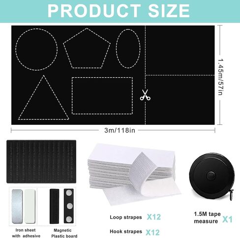 100% Blackout Curtains with Strong Magnets,Magnetic Black Out Window Cover Blackout Shades,Soft Fabric Cuttable No Drilling or Tools, Window Blinds for Bedroom,Nursery,Media Room RV (118 x 57 Inch) in Saudi Arabia