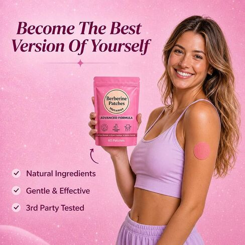 Berberine Patches | Extra Strength Berberine Patch with L-Glutamine, Pomegranate Extract and Cinnamon for Women & Men | 60 Days Supply, Advanced Formula with Natural Ingredients in Kuwait