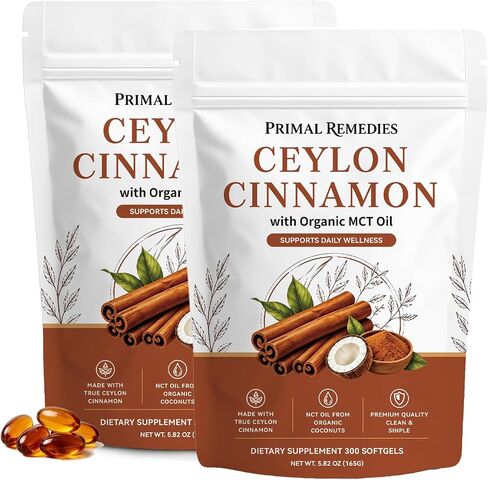 Ceylon Cinnamon, 300 Softgels with Mct Oil, for Daily Wellness Routine (1PCS) in Kuwait