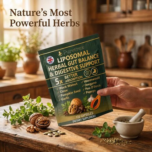 Parasite Cleanse for Humans - Liposomal Herbal Gut Detox Support, Combination with Black Walnut, Wormwood, Clove, Pumpkin Seed, Garlic, Oregano, Pau D’Arco & Papaya - Intestinal Support - 120 Capsules in Saudi Arabia