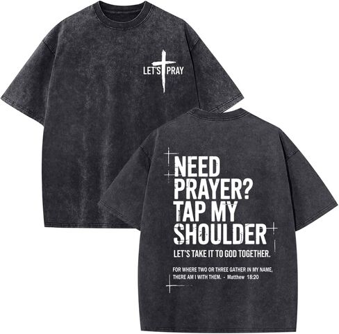 BINTEHGS Mens Christian T Shirts Need Prayer Tap My Shoulder Shirt Jesus Faith Oversized Graphic Tees God Acid Wash Tshirt in Saudi Arabia