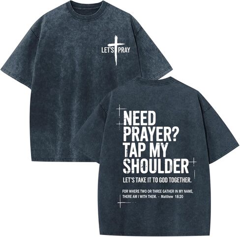 BINTEHGS Mens Christian T Shirts Need Prayer Tap My Shoulder Shirt Jesus Faith Oversized Graphic Tees God Acid Wash Tshirt in Saudi Arabia
