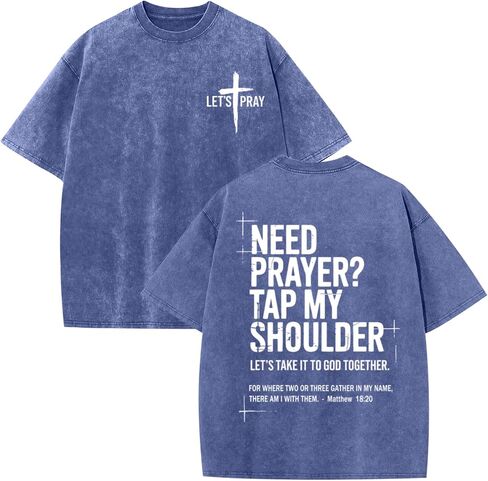 BINTEHGS Mens Christian T Shirts Need Prayer Tap My Shoulder Shirt Jesus Faith Oversized Graphic Tees God Acid Wash Tshirt in Saudi Arabia