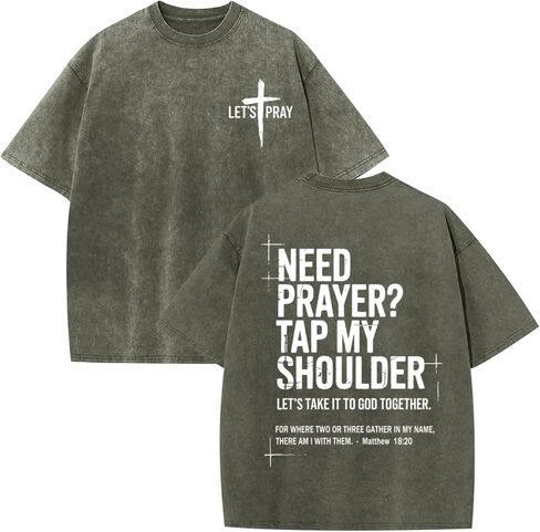 BINTEHGS Mens Christian T Shirts Need Prayer Tap My Shoulder Shirt Jesus Faith Oversized Graphic Tees God Acid Wash Tshirt in Saudi Arabia