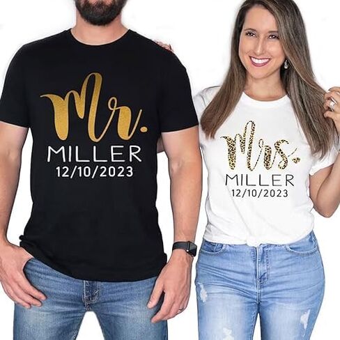 Personalized Mr Mrs Shirts, Bride Groom Shirt, Husband Wife Shirts, Bride Tshirt, Just Married Shirt, Honeymoon Outfits in Kuwait